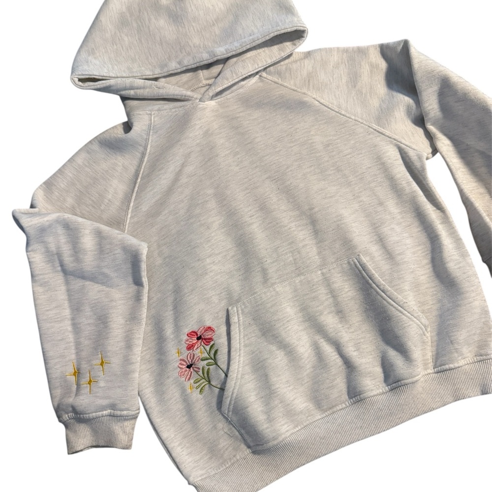 Floral Embroidered Gray Hoodie